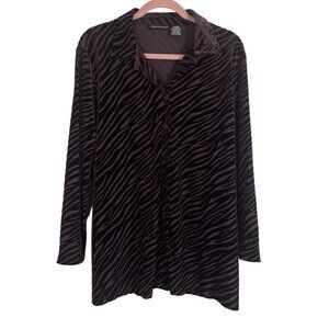 Impression Burnout Animal Print Top XL Brown Mesh Neutral Safari Edgy Retro 80s